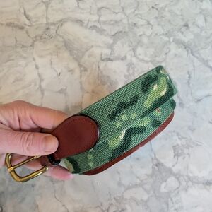 Smathers & Branson Needlepoint Belt with Brown Leather Accents, 38